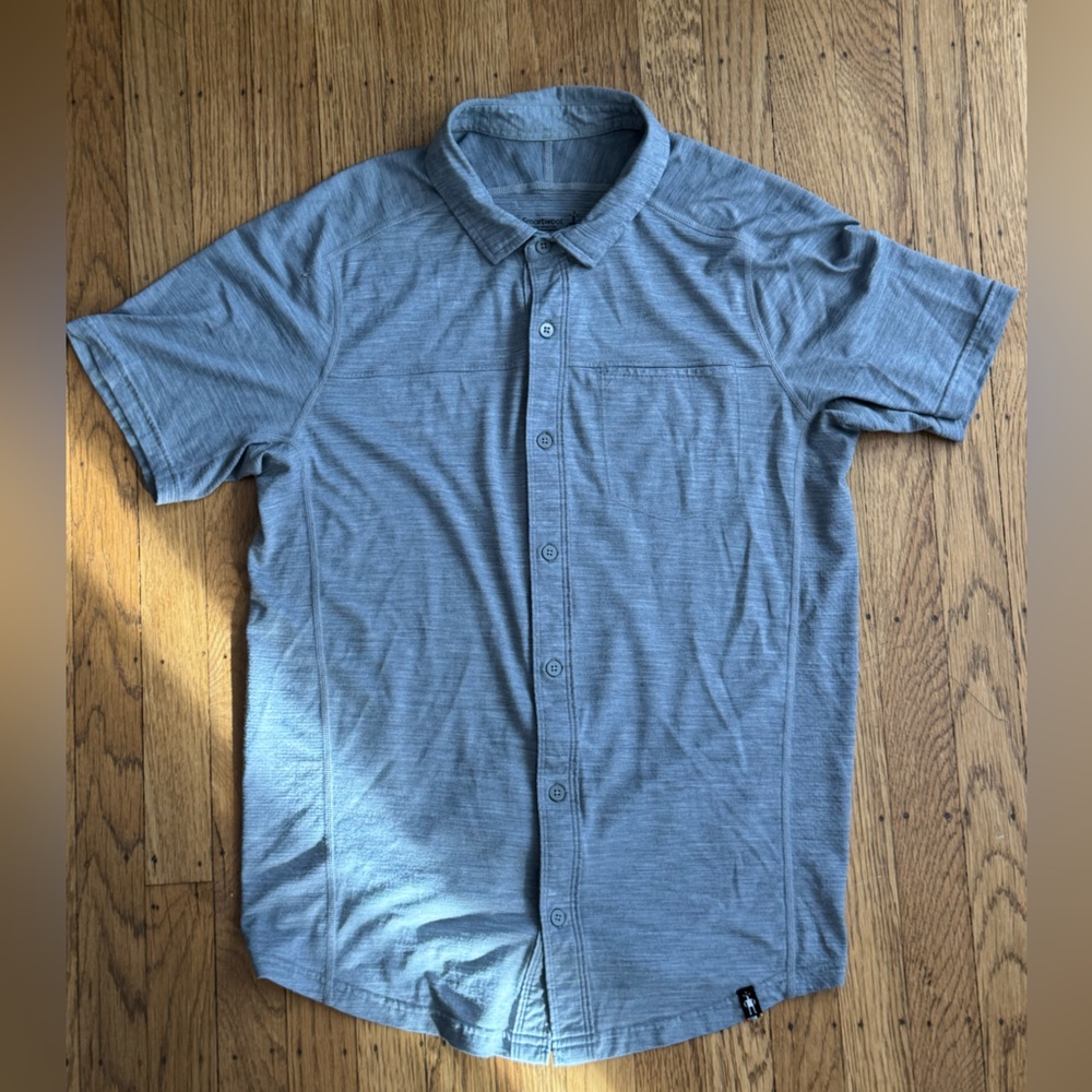 Smartwool Marino 150 short-sleeve button down collar (light blue)